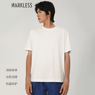 MARKLESS短袖男2024夏季涼感T恤純色抗菌寬松休閑質(zhì)感百搭上衣男TXB3684M 白色 XXXL
