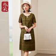 亦朵杭州真絲香云紗連衣裙夏裝品牌桑蠶絲女裝氣質(zhì)裙子 花色 XL