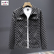 增致牛仔痞帥氣質(zhì)牛仔外套男士春秋季韓版潮流2025新款潮牌休閑感夾克 HB3327黑色 S