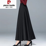皮爾卡丹（pierre cardin）300斤半身裙女2024秋季氣質裝休閑遮肚大擺長裙針織 黑色 M (建議80-100斤)