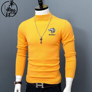 單曲循環(huán)港風(fēng)潮牌男士半高領(lǐng)長(cháng)袖毛衣秋冬季新款加厚針織衫修身簡(jiǎn)約上衣 姜黃色 XL 【160斤左右穿】