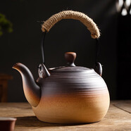 唯古煮茶壺陶瓷燒水壺單個復(fù)古大號提梁電熱粗陶養(yǎng)生陶壺戶外明火白茶 提梁大螺旋壺(1100ml)
