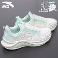 安踏（ANTA）女鞋運動(dòng)鞋女輕靈秋季新款網(wǎng)面透氣跑步鞋休閑鞋戶(hù)外旅游鞋 象牙白/泡沫綠/熒光高光粉 (皮面) 36