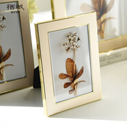 棲域（QIYU）現代簡(jiǎn)約鋁合金婚紗照掛墻8寸相框擺臺金屬高檔精致豎橫相片框 玫瑰金 10寸【內徑:20.3*25.4cm】