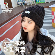 啄木鳥(niǎo)（TUCANO）帽子女冬季日系女士毛線(xiàn)帽大頭圍寬松防寒帽子女冬加厚保暖針織帽