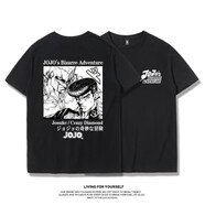 JOJO的奇妙冒險(xiǎn)空條承太郎吉良吉影聯(lián)名動(dòng)漫周邊衣服jojo純棉T恤男短袖潮麟月 東方仗助 T 黑 2XL