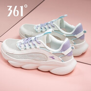361°運動(dòng)鞋2023年秋季新款靈狐SE透氣休閑鞋回彈女跑鞋貓貓鞋 羽毛白/迷迭紫（網(wǎng)紗） 36
