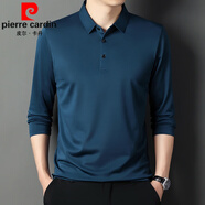 皮爾卡丹高端男裝 爸爸裝夏男秋季超薄長(zhǎng)袖T恤男純棉薄款T恤冰絲男運(yùn)動(dòng)速干彈力針織 263哈青色 180XXL
