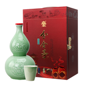 分金亭-親佳親 純糧固態(tài)發(fā)酵 濃香型白酒 46度 青瓷瓶身 福祿葫蘆擺件 46%vol 1970mL 1盒 分金亭-親佳親