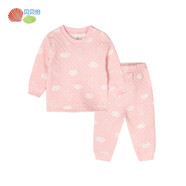 貝貝怡【官方發(fā)售】寶寶保暖內衣套裝夾棉家居服男童女童圓領(lǐng)秋衣秋褲 淺粉 4歲/身高110cm