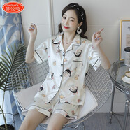 韓悅琦仿真絲睡衣女夏冰絲韓版絲綢夏天睡衣學(xué)生女人薄款套裝家居服外穿 YM小丸子（此款偏小需拍大一碼） L （體重100-115斤)