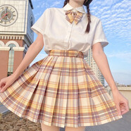 【JK制服官方】正版JK制服套裝學(xué)院風(fēng)格裙水手裙全套百褶裙女學(xué)生日系不良少女正統(tǒng)校服童女 山吹+領(lǐng)花+短袖襯衫 M【尺碼偏小】