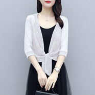 予瑾 搭配裙子的小外套夏天外搭夏配吊帶裙的小披肩搭上衣短款夏季開(kāi)衫寬松罩衫 白色 大碼XL(建議115-130斤)