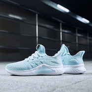 喬丹女鞋跑步鞋秋冬季新款休閑潮流輕便密網(wǎng)加厚運動(dòng)休閑鞋 粉沫藍/白色 38.5