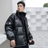 尚明倫秋冬季新款棉襖男士外套短款皮面包服棉服韓版潮流棉衣 袖子帶標 L 110-130斤