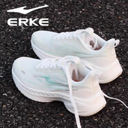 鴻星爾克（ERKE）清倉女鞋跑步鞋2025冬春款低幫休閑板鞋防滑運動(dòng)鞋女紅星鞋子 微晶白/鈺石綠3258 39