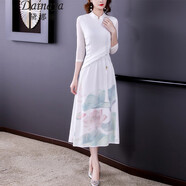 黛娜婭（Dainaya） 旗袍女2025春夏季新款媽媽裝中國風日常改良復(fù)古漢服連衣裙 3471 白色 M