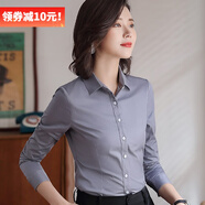 DGPZ 襯衫女商務休閑襯衣職業(yè)通勤工裝面試服顯瘦打底衫DD910 灰色 3XL