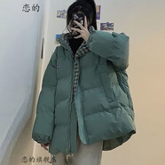戀的冬季女生棉服外套女秋冬款加厚學(xué)生短款高中生初中生棉襖子冬天衣服韓版寬松秋季少女中學(xué)生夾面包服棉衣 綠色 均碼