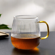 禾艾蘇（heisou）耐熱玻璃杯辦公杯咖啡杯牛奶杯豎紋水杯 豎紋單杯600ml