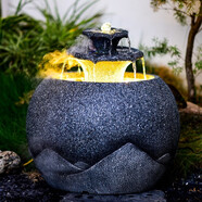 點(diǎn)道（DIANDAO）庭院流水噴泉水景觀小品高檔別墅現(xiàn)代花園陽(yáng)臺(tái)酒店會(huì)所裝飾品布置戶外魚池造景擺件 結(jié)果藏青色+霧化器：長(zhǎng)53寬53高55CM