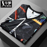 畢蒙（bimeng）特大號(hào)男士加肥加大碼寬松休閑短袖t恤夏季潮流冰絲舒適上衣T 黑色 2XL（160-190斤）