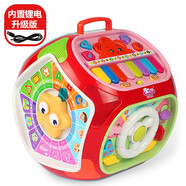 BAOLI七面體游戲桌兒童玩具寶寶嬰兒音樂手拍鼓3歲嬰幼兒六面體禮物 1406F紅 寶麗七面體鋰電升級版