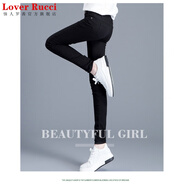 LOVER RUCCI純棉白色牛仔褲女小腳褲春夏季韓版女士彈力修身顯瘦鉛筆褲長褲子 黑色-九分褲 31 (建議133~143斤)