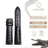康諾利雙面鱷魚皮表帶男真皮適用天梭美度積家浪琴歐米茄萬國帝舵天王海鷗手表帶20-16 22-20 19-16mm 黑色無扣【雙面鱷魚皮】 接口寬度 20mm