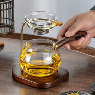 華行玻璃公道杯帶茶漏過濾一體套裝功夫茶具配件耐熱公杯茶海分茶器 透明款木柄公道杯450ML+茶漏支架