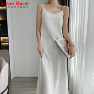 LOVER RUCCI重磅醋酸桑蠶絲吊帶連衣裙女法式氣質(zhì)高級感打底緞面料長(cháng)裙 白色 S