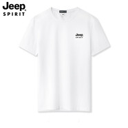 JEEP SPIRIT【兩件裝】短袖t恤男中青年純棉圓領(lǐng)上衣休閑時尚百搭打底體恤衫 白色-純棉單件裝 L