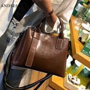 ANDSEEYOU包包2025新款潮流真皮女包時尚通勤職業(yè)簡約斜挎包潮流手提包大包 咖啡色