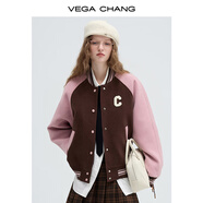 VEGA CHANG短外套女2025年秋冬新款寬松休閑撞色復(fù)古毛呢棒球服 拼色 L