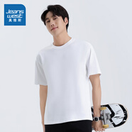 真維斯（Jeanswest）2025純棉T恤夏季新品男女同款休閑舒適短袖T恤時髦百搭潮上衣LE 漂白色2100 3XL 190/112B