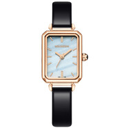 歐綺娜（MG.ORKINA MG）女士手表雅致小方表時(shí)尚簡(jiǎn)約石英表女生小方盤(pán)腕表七夕送女友禮物 淺月黑皮