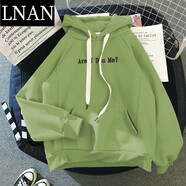 LNAN女裝春秋冬新款寬松韓版衛衣女款外套連帽衫學(xué)生超火簡(jiǎn)約 8571#牛油綠加絨 L 建議100斤-114斤