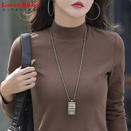LOVER RUCCI高品質(zhì)女士半高領(lǐng)打底衫女春秋新款純棉長(zhǎng)袖t恤秋冬內(nèi)搭上衣小衫 咖啡色 XL 115-125斤