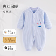 wua.wua嬰兒連體衣春秋保暖男女寶寶睡衣新生兒衣服秋冬夾棉兒童居家外出 藍(lán)星星【保暖款】 59cm （適合1-3月 體重8-12斤）