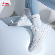李寧（LI-NING）易適FLEX丨跑步鞋女夏季柔軟回彈清爽透氣休閑慢跑跳繩運(yùn)動(dòng)鞋 香檳白/幻景藍(lán)-3 35.5