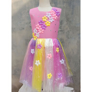 環(huán)保親子服裝兒童時(shí)裝秀DIY材料手工制作衣服幼兒園女孩走秀演出 粉色花裙雙肩 130cm