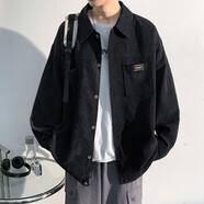 百鵲亭襯衫男2025夏季新款港風(fēng)寬松襯衣外套男潮牌時(shí)尚百搭休閑上衣服 黑色 XL 【建議115-135斤】
