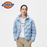 dickies羽絨服 全身壓印印花羽絨服 保暖外套上衣DK010807 淺灰藍 M 充絨量:160g