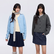 PSO Brand女裝【假兩件】針織衫毛衣女甜美春秋短款小眾開衫上衣外套 海霧藍(lán) SeaFogBlue S