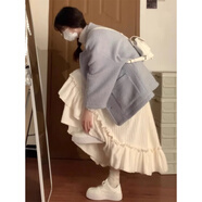 重工花邊肌理感蕾絲松緊腰不規(guī)則半身裙女秋冬新款a字蛋糕中長裙 白色（優(yōu)質(zhì)版） M