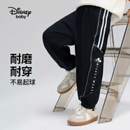 迪士尼（DISNEY）童裝兒童男童針織運動長褲耐磨舒彈寬松潮褲子秋冬DB431ME08黑140