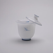 蓋碗陶瓷手繪蘭花三才杯羊脂玉瓷功夫茶杯蓋碗泡茶杯家用三才蓋碗 兩才蓋碗90毫升