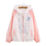 安源小子初中生高中生防曬衣女生夏季外套中學生夏天穿的防嗮衣少女孩子 粉色小恐龍 S 70-90斤