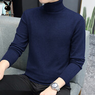 花花公子（PLAYBOY）毛衣男高領(lǐng)秋冬季針織衫男士外套男裝保暖打底衫線(xiàn)衣服 寶藍 2XL