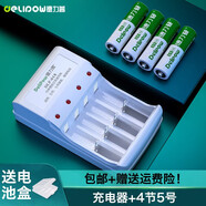 德力普（Delipow）充電電池 5號7號電池配充電器套裝五號七號通用玩具/遙控器/電動牙刷/鼠標鍵盤等  4槽充電器+4節(jié)5號電池